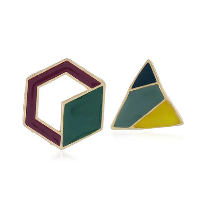 1 Pair Elegant Lady Geometric Enamel Alloy Gold Plated Ear Studs