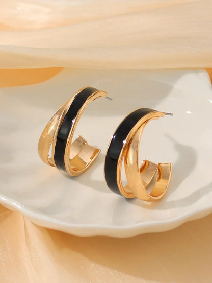 1 Pair Elegant Lady Geometric Enamel Iron Earrings