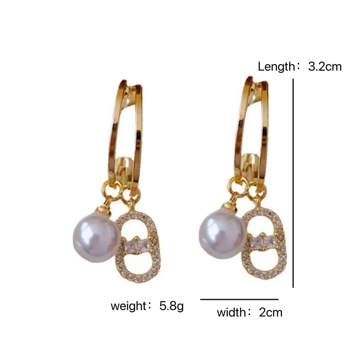 1 Pair Elegant Lady Geometric Imitation Pearl Alloy Drop Earrings