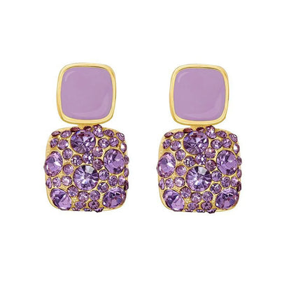 1 Pair Elegant Lady Geometric Inlay Alloy Zircon Drop Earrings