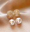 1 Pair Elegant Lady Geometric Inlay Imitation Pearl Alloy Artificial Crystal Imitation Pearl Ear Studs