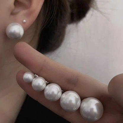 1 Pair Elegant Lady Geometric Plating Imitation Pearl Ear Studs