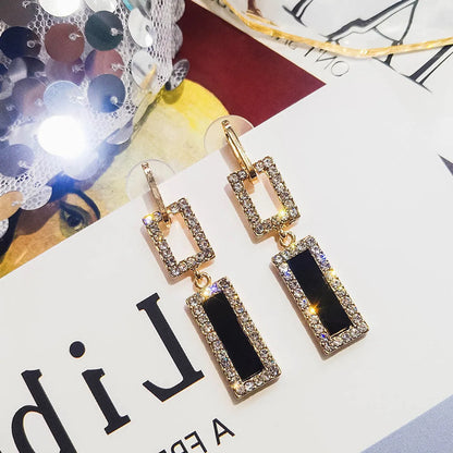 1 Pair Elegant Lady Geometric Plating Inlay Alloy Artificial Gemstones Drop Earrings