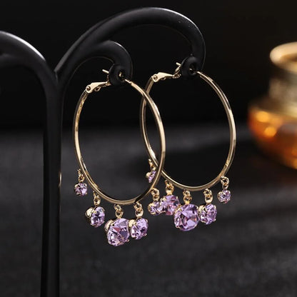 1 Pair Elegant Lady Geometric Plating Inlay Alloy Artificial Gemstones Drop Earrings