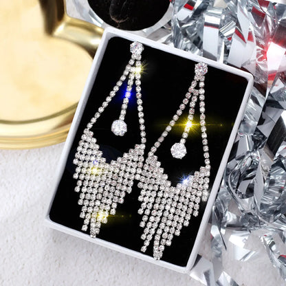 1 Pair Elegant Lady Geometric Plating Inlay Alloy Artificial Gemstones Drop Earrings