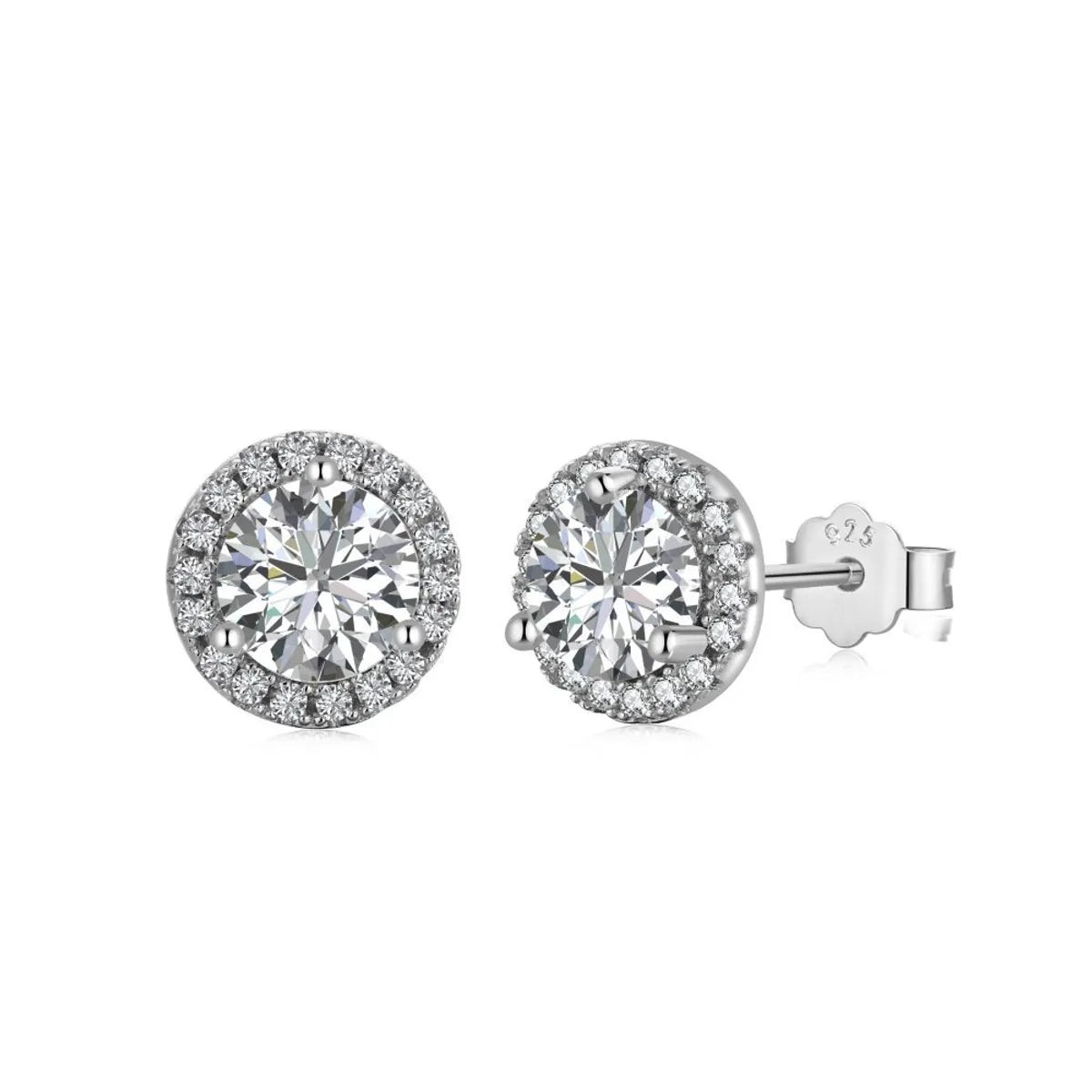 1 Pair Elegant Lady Geometric Plating Inlay Sterling Silver Zircon Ear Studs