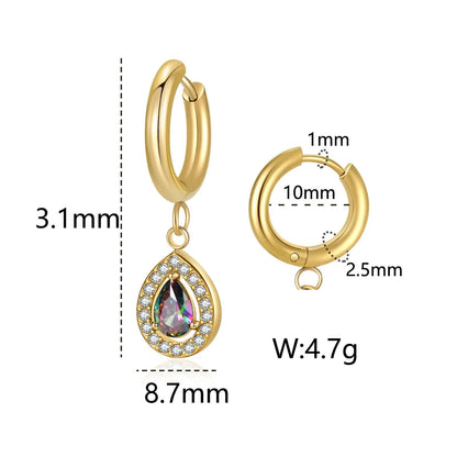 1 Pair Elegant Lady Geometric Water Droplets Plating Inlay 304 Stainless Steel Zircon Drop Earrings