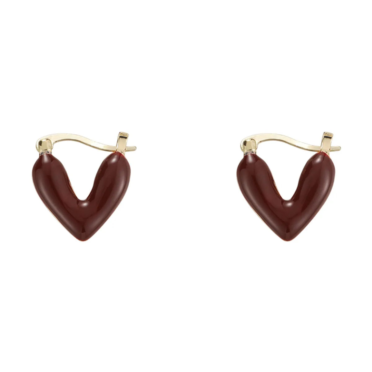 1 Pair Elegant Lady Heart Shape Alloy Gold Plated Earrings