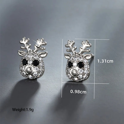 1 Pair Elegant Lady Xuping Heart Shape Butterfly Deer Inlay Copper Alloy Artificial Gemstones Ear Studs