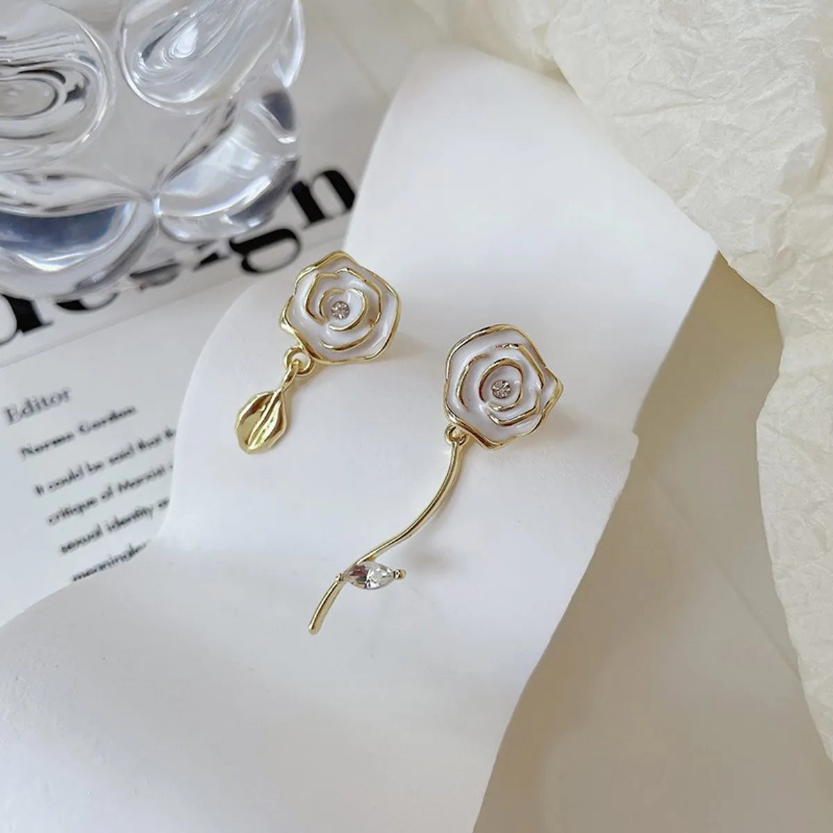 1 Pair Elegant Lady Heart Shape Flower Bow Knot Plating Alloy Drop Earrings