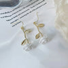 1 Pair Elegant Lady Heart Shape Flower Bow Knot Plating Alloy Drop Earrings