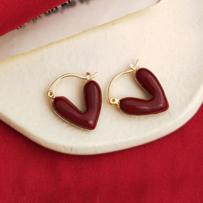 1 Pair Elegant Lady Heart Shape Inlay Copper Artificial Pearls Earrings