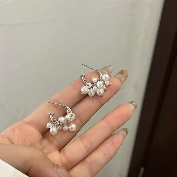 1 Pair Elegant Lady Irregular Plating Imitation Pearl Metal Earrings