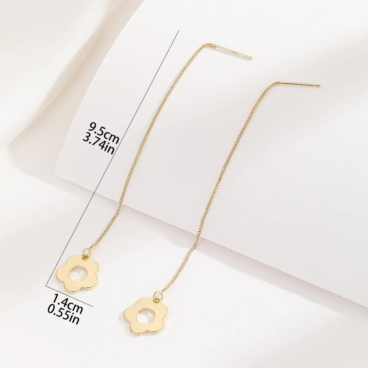 1 Pair Elegant Lady Korean Style Flower Copper Gold Plated Ear Line