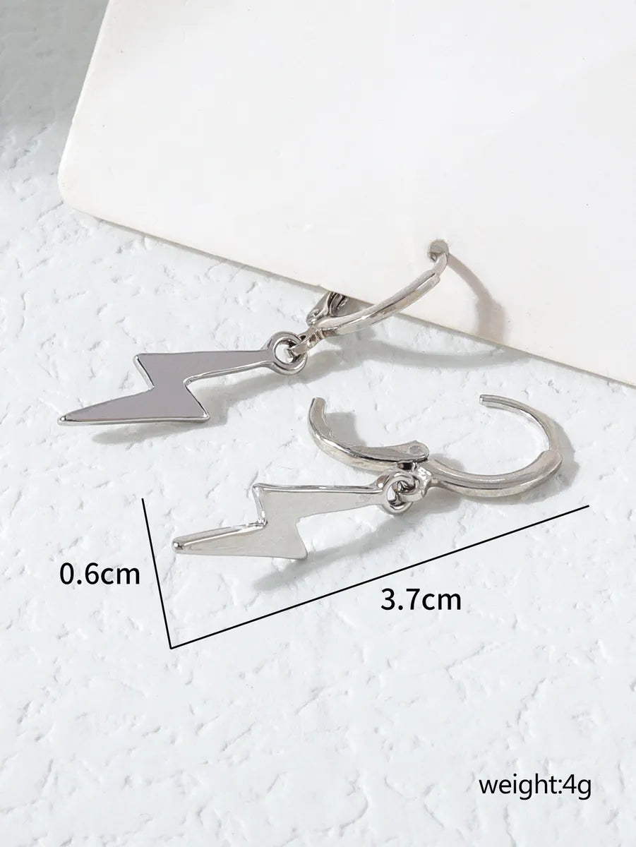 1 Pair Elegant Lady Lightning Stainless Steel Drop Earrings