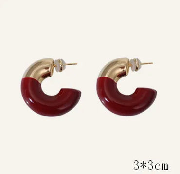 1 Pair Elegant Lady Modern Style C Shape Plating Copper 24K Gold Plated Earrings