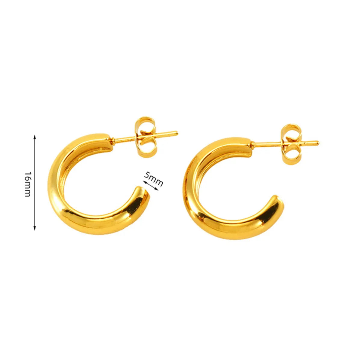 1 Pair Elegant Lady Modern Style C Shape Star Plating 316 Stainless Steel  Titanium Steel 18K Gold Plated Drop Earrings