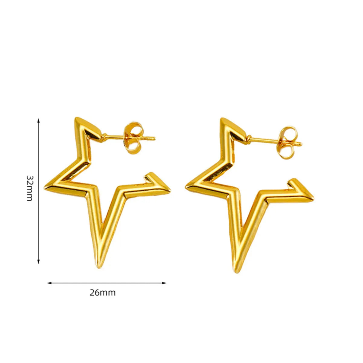 1 Pair Elegant Lady Modern Style C Shape Star Plating 316 Stainless Steel  Titanium Steel 18K Gold Plated Drop Earrings