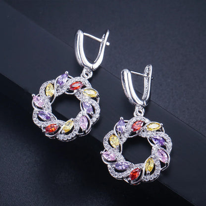 1 Pair Elegant Lady Modern Style Geometric Circle Plating Inlay Copper Zircon Drop Earrings