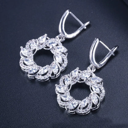 1 Pair Elegant Lady Modern Style Geometric Circle Plating Inlay Copper Zircon Drop Earrings