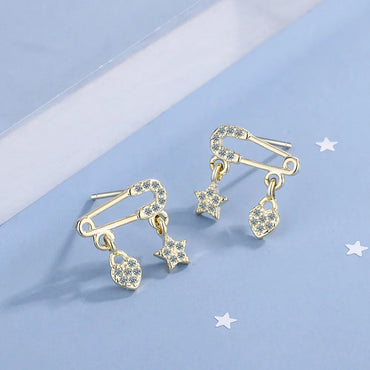 1 Pair Elegant Lady Modern Style Star Heart Shape Inlay Copper Zircon Ear Studs