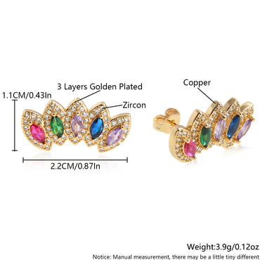 1 Pair Elegant Lady Petal Plating Inlay Copper Zircon Gold Plated Ear Studs