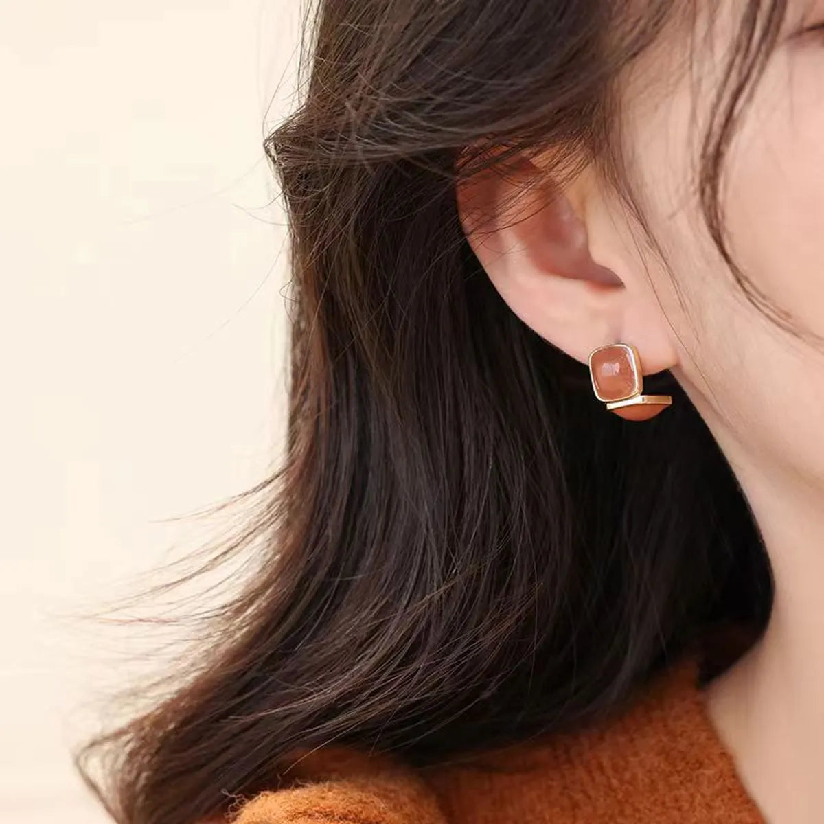 1 Pair Elegant Lady Preppy Style Square Enamel Plating Alloy Gold Plated Ear Studs