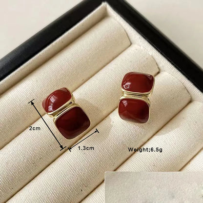 1 Pair Elegant Lady Preppy Style Square Enamel Plating Alloy Gold Plated Ear Studs