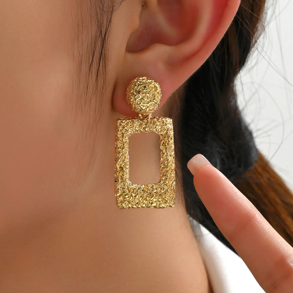 1 Pair Elegant Lady Rectangle Alloy Drop Earrings