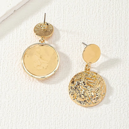 1 Pair Elegant Lady Round Alloy Gold Plated Drop Earrings