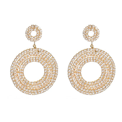 1 Pair Elegant Lady Round Inlay 316 Stainless Steel  Rhinestones Drop Earrings