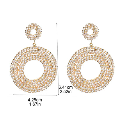 1 Pair Elegant Lady Round Inlay 316 Stainless Steel  Rhinestones Drop Earrings