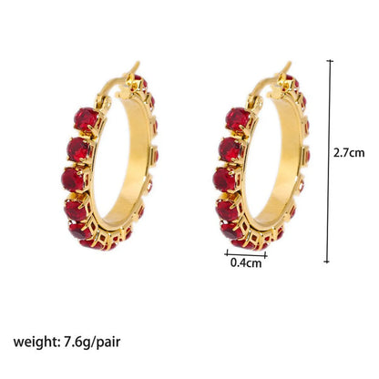 1 Pair Elegant Lady Round Oval Plating Inlay Stainless Steel Zircon 18k Gold Plated Earrings