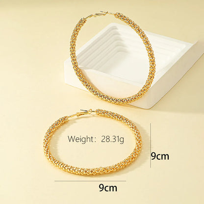 1 Pair Elegant Lady Round Plating Alloy Ferroalloy 14k Gold Plated Hoop Earrings