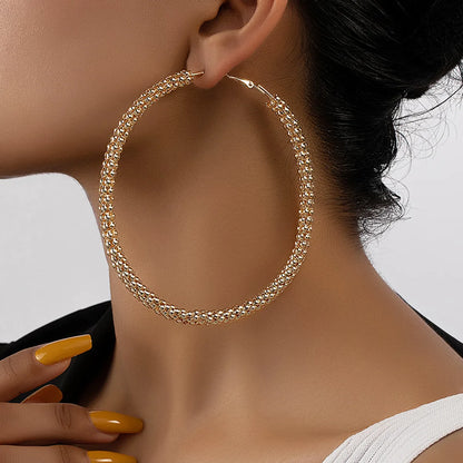 1 Pair Elegant Lady Round Plating Alloy Ferroalloy 14k Gold Plated Hoop Earrings