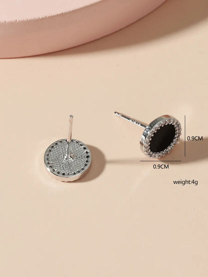 1 Pair Elegant Lady Round Stainless Steel Ear Studs