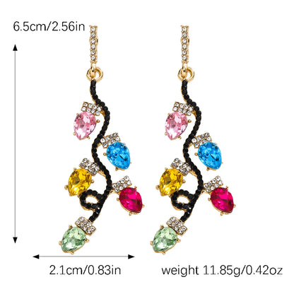 1 Pair Elegant Lady Shiny Leaf Asymmetrical Alloy Artificial Diamond Drop Earrings