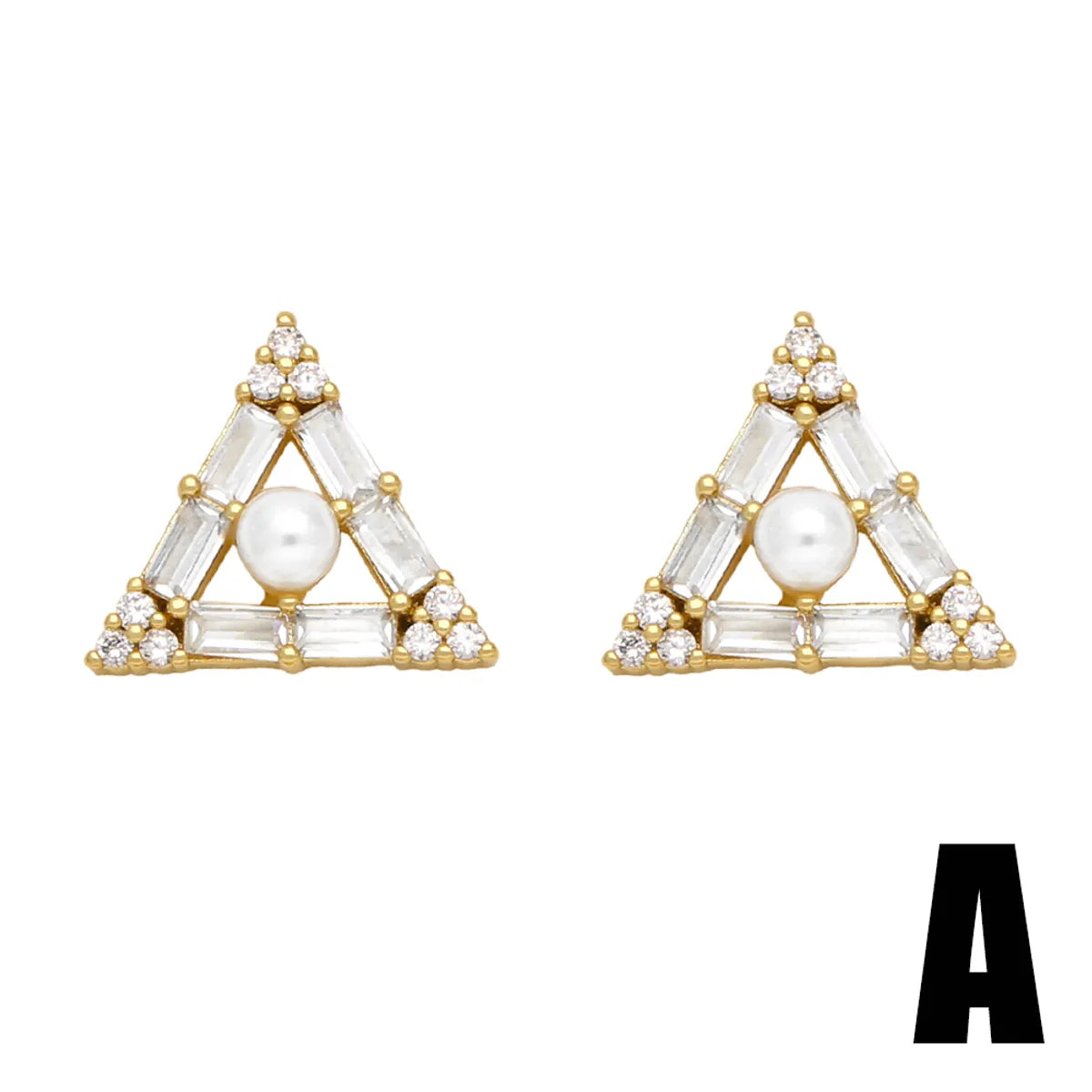 1 Pair Elegant Lady Simple Style Flower Plating Inlay Copper Zircon 18k Gold Plated Ear Studs