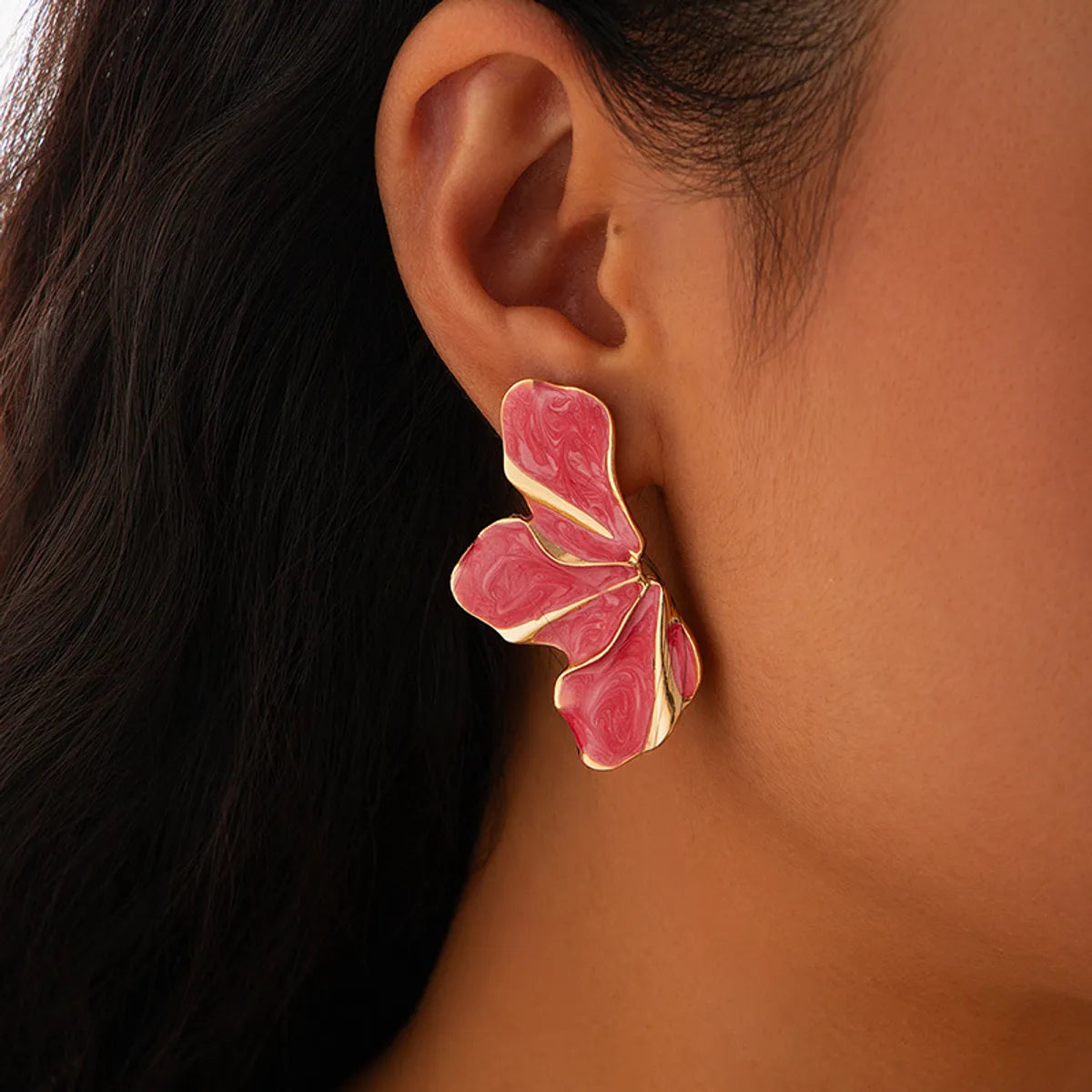 1 Pair Elegant Lady Simple Style Flower Plating Zinc Alloy Ear Studs