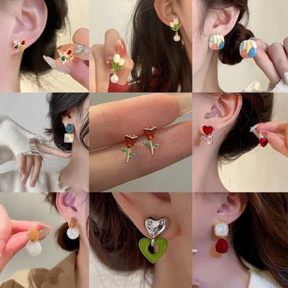 1 Pair Elegant Lady Simple Style Geometric Heart Shape Plating Inlay Alloy Zircon Ear Studs