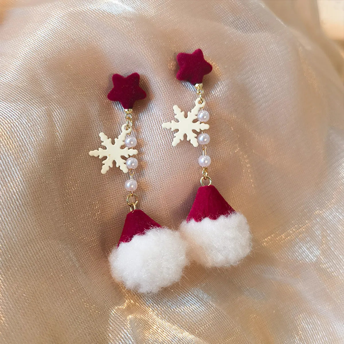 1 Pair Elegant Lady Snowflake Plastic Resin Drop Earrings