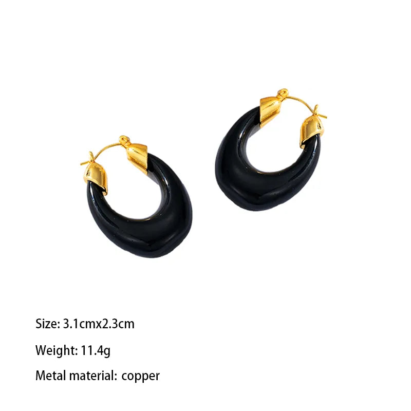 1 Pair Elegant Lady Solid Color Irregular Round Heart Shape Plating Copper Brass 18K Gold Plated Drop Earrings Ear Studs