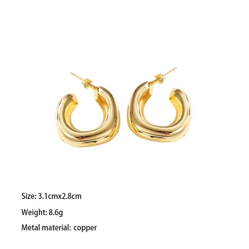 1 Pair Elegant Lady Solid Color Irregular Round Heart Shape Plating Copper Brass 18K Gold Plated Drop Earrings Ear Studs