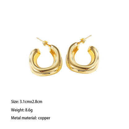 1 Pair Elegant Lady Solid Color Irregular Round Heart Shape Plating Copper Brass 18K Gold Plated Drop Earrings Ear Studs