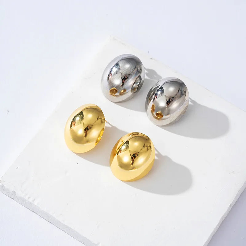 1 Pair Elegant Lady Solid Color Irregular Round Heart Shape Plating Copper Brass 18K Gold Plated Drop Earrings Ear Studs