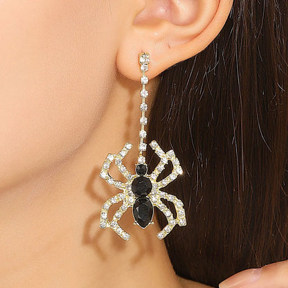 1 Pair Elegant Lady Spider Inlay Alloy Zircon Drop Earrings