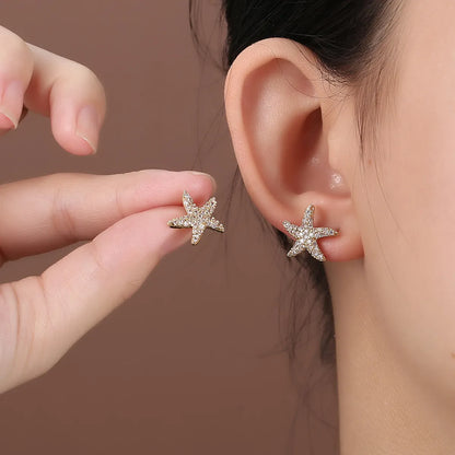 1 Pair Elegant Lady Star Heart Shape Butterfly Plating Inlay Copper Artificial Diamond Ear Studs