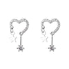 1 Pair Elegant Lady Star Heart Shape Inlay Sterling Silver Zircon Drop Earrings