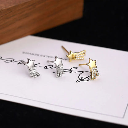 1 Pair Elegant Lady Star Plating Inlay Sterling Silver Zircon Ear Studs