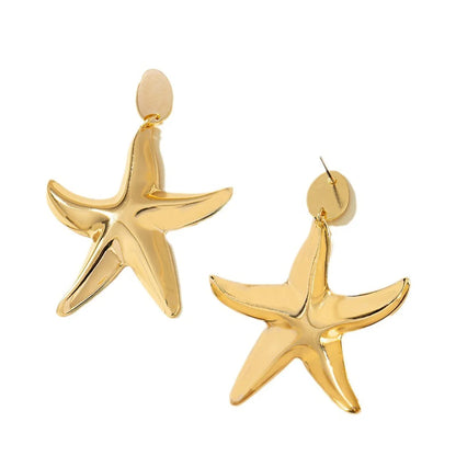 1 Pair Elegant Lady Starfish Plating Alloy Drop Earrings